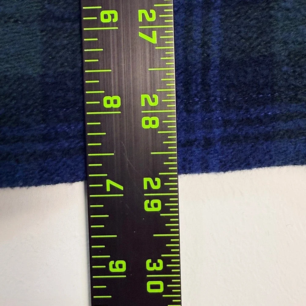 Vintage St Johns Bay Quarter Zip Men XL Blue Green Tartan Plaid Flannel Pullover